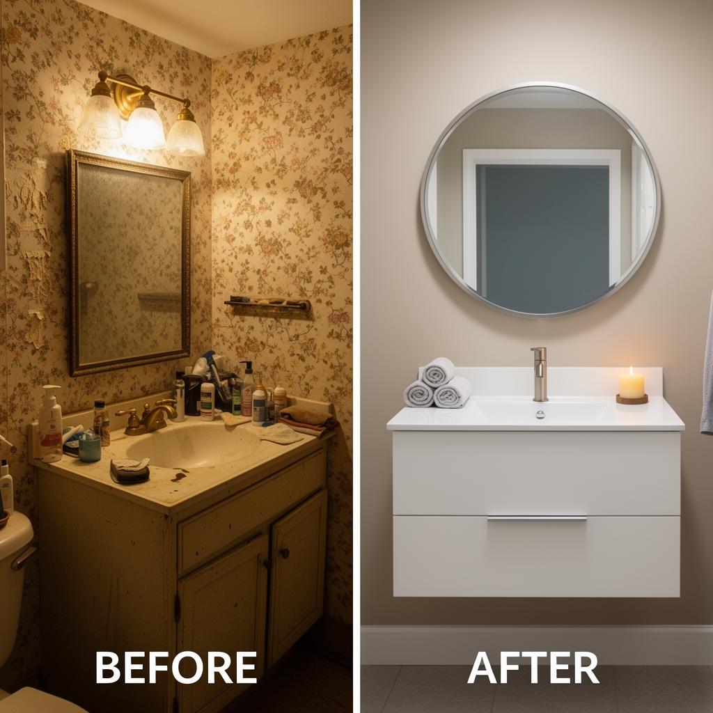 Spa-like bath before and after
